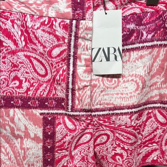 Zara Women's High Waist Pink and White Patchwork Shorts NWT size Small - Picture 5 of 5
